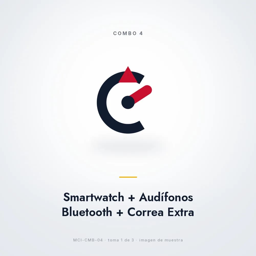 COMBO 4: Smartwatch + Audífonos Bluetooth + Correa Extra