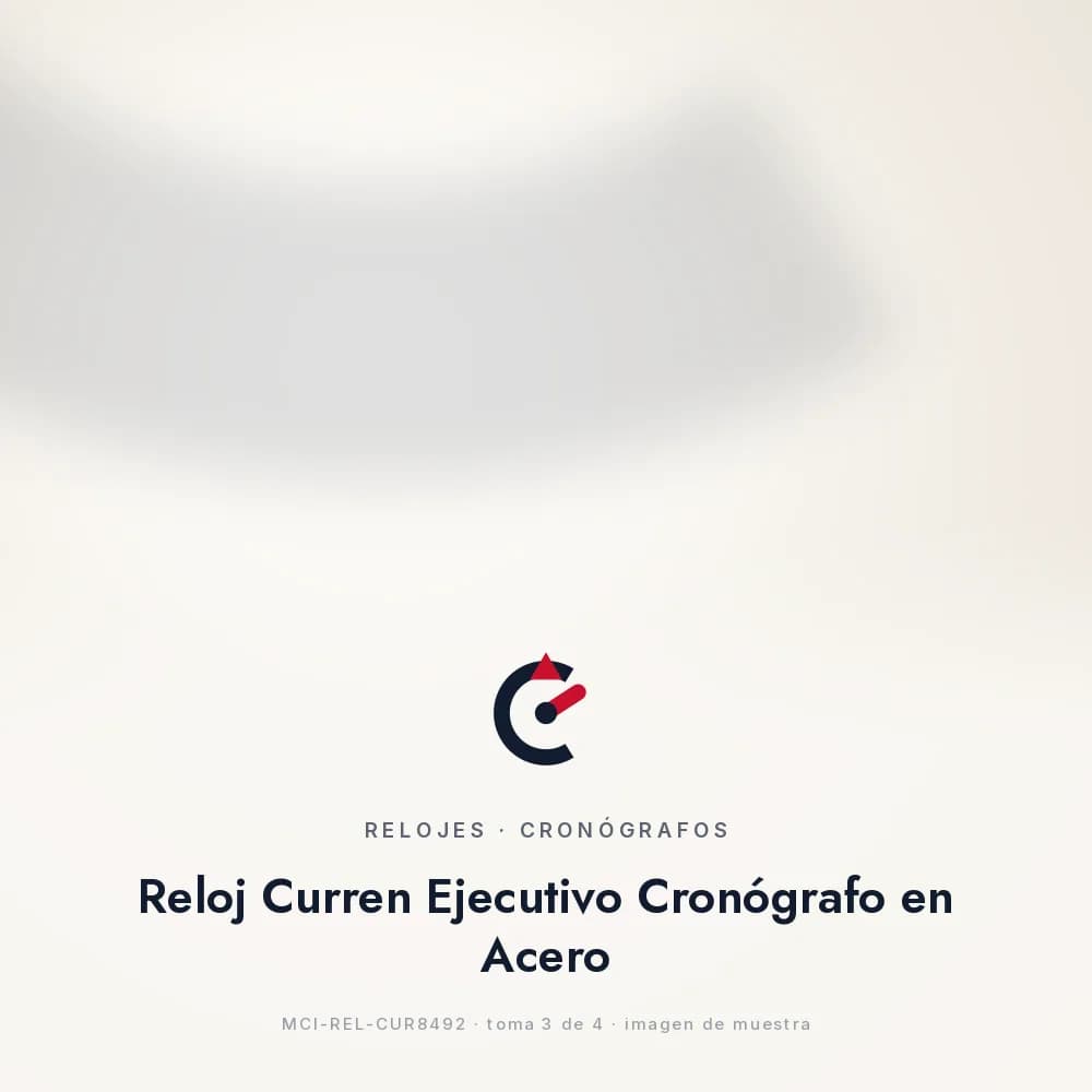 Reloj Curren Ejecutivo Cronógrafo en Acero, detalle macro de las subesferas y el logo de la esfera