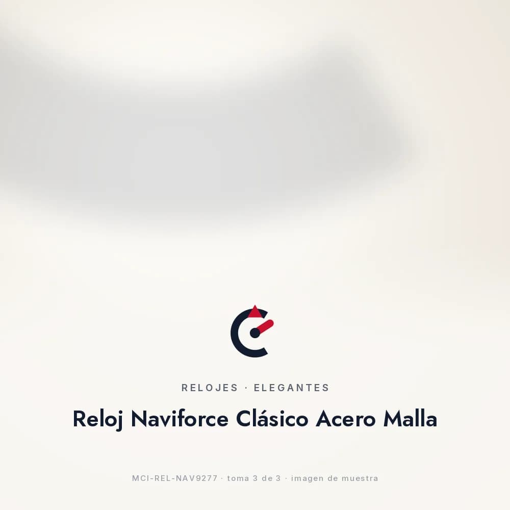 Reloj Naviforce Clásico Acero Malla, en muñeca bajo puño de camisa blanca